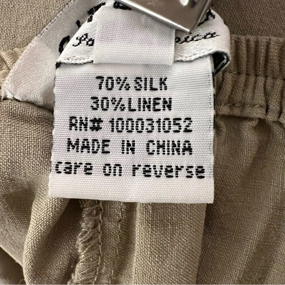 Citron Santa Monica Silk Linen Beach Relaxed Leg Pants Beige Tan Petite Medium - Picture 5 of 5